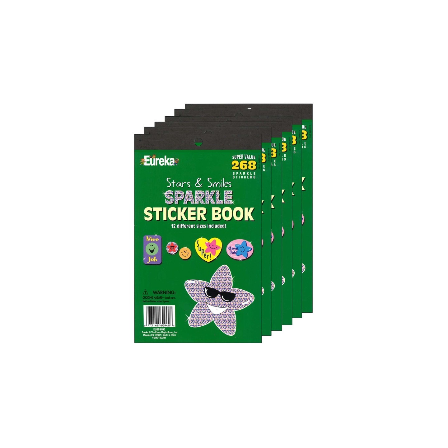 Eureka® Stars & Smiles Sparkle Sticker Book, 6 Books