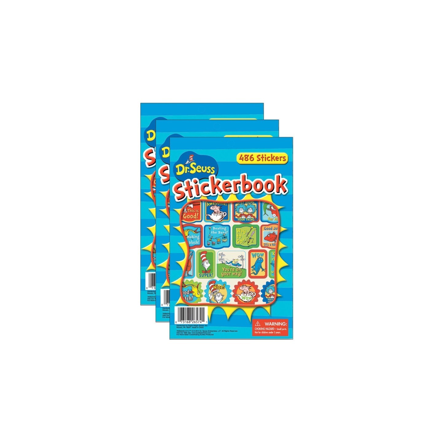 Eureka® Dr. Seuss™ Awesome Sticker Book, 486 Stickers Per Pack, Pack of 3