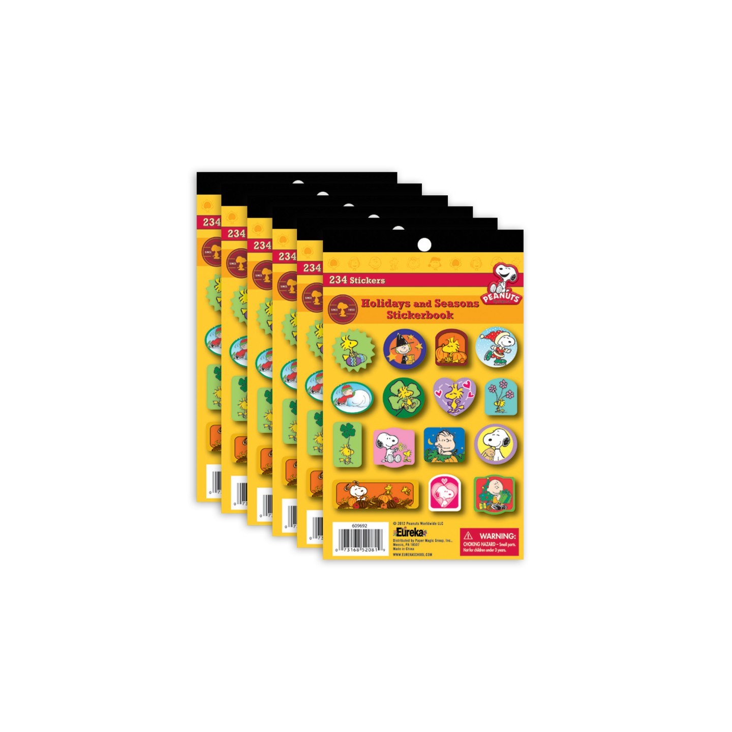 Eureka® Peanuts® Seasons and Holidays Sticker Book, Pack of 6