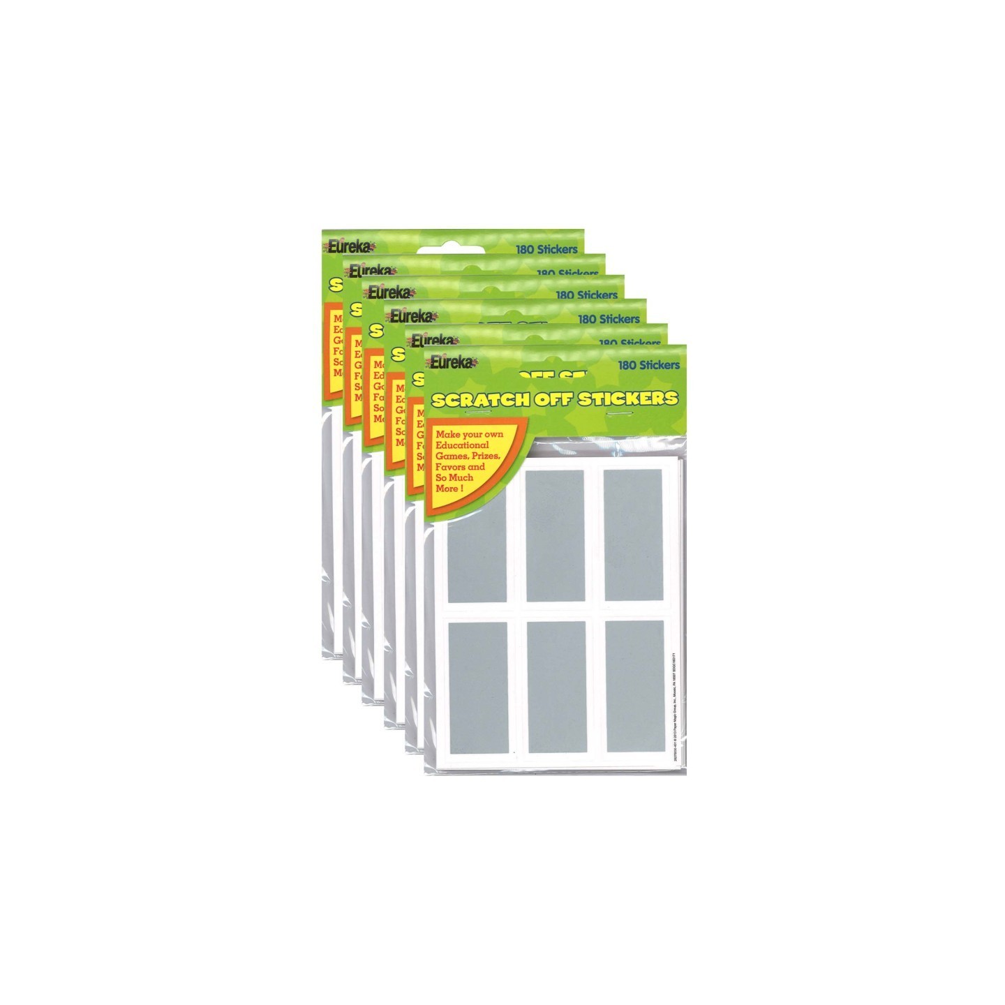 Eureka® Rectangles Scratch Off Stickers, 180 Per Pack, 6 Packs