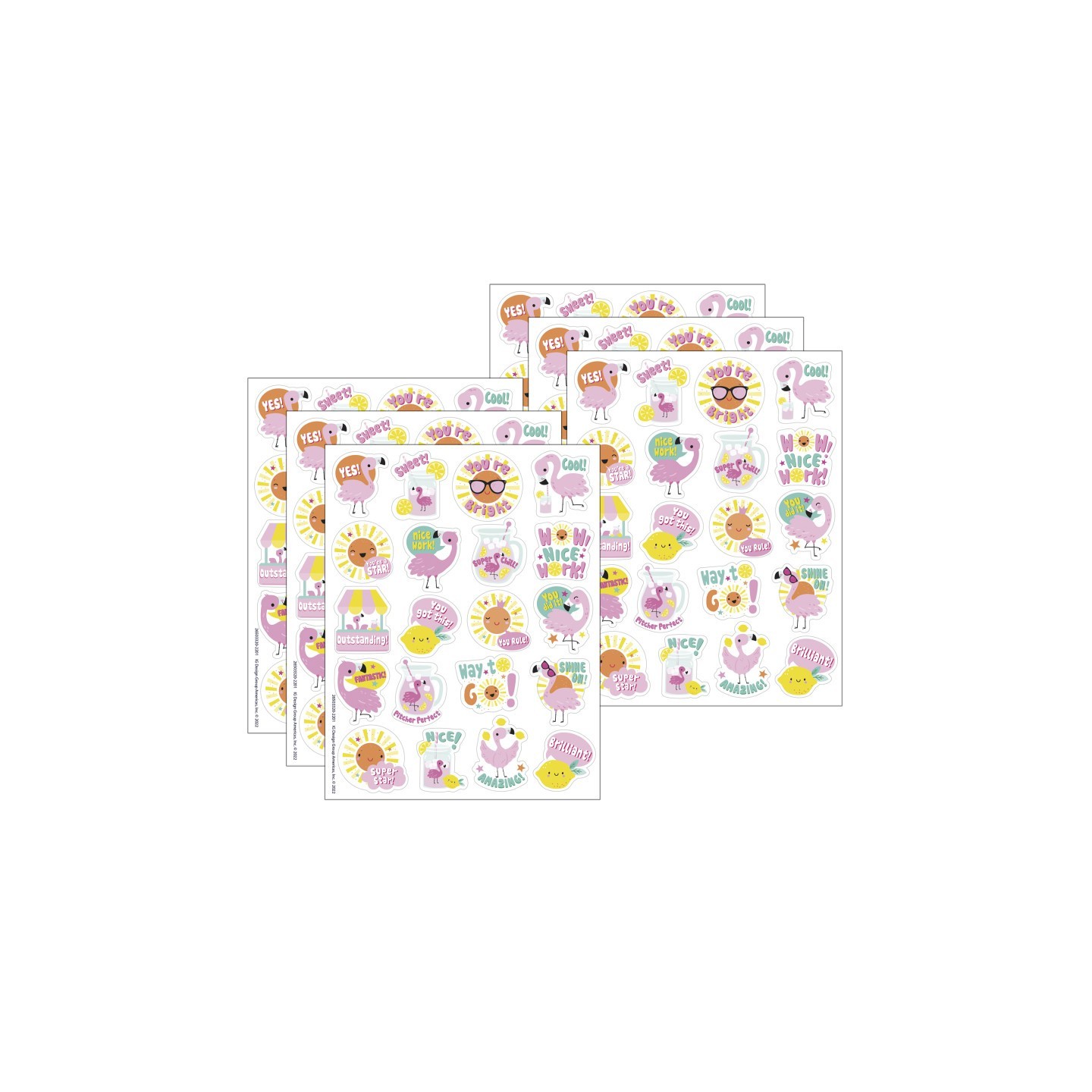 Eureka® Flamingo Strawberry Lemonade Scented Stickers, 80 Per Pack, 6 Packs