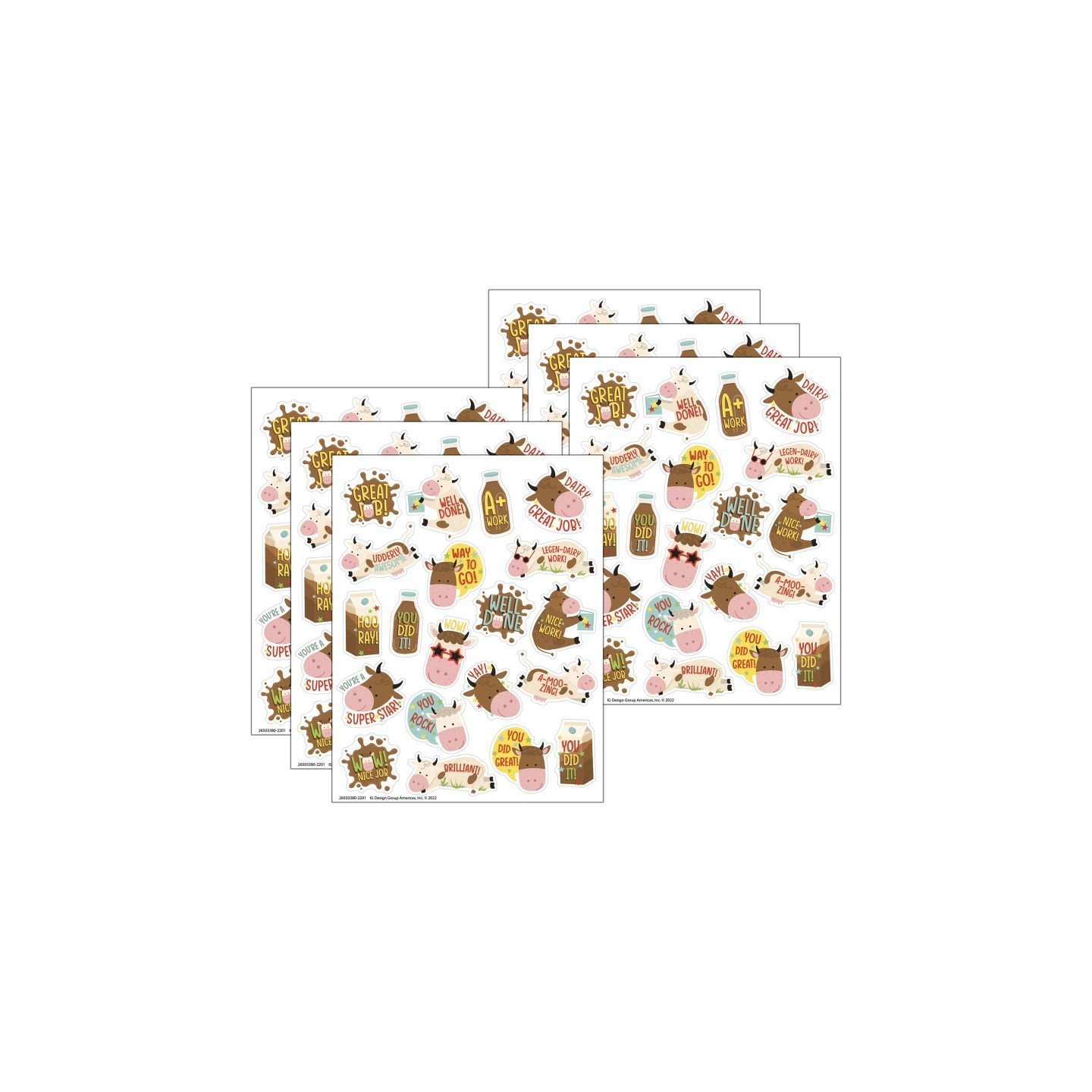 Eureka® Brown Cows Chocolate Milk Scented Stickers, 80 Per Pack, 6 Packs