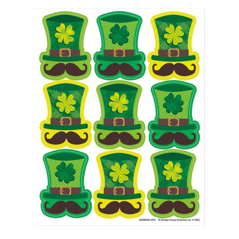 Eureka® St. Pat's Hats Giant Stickers, 36 Per Pack, 12 Packs
