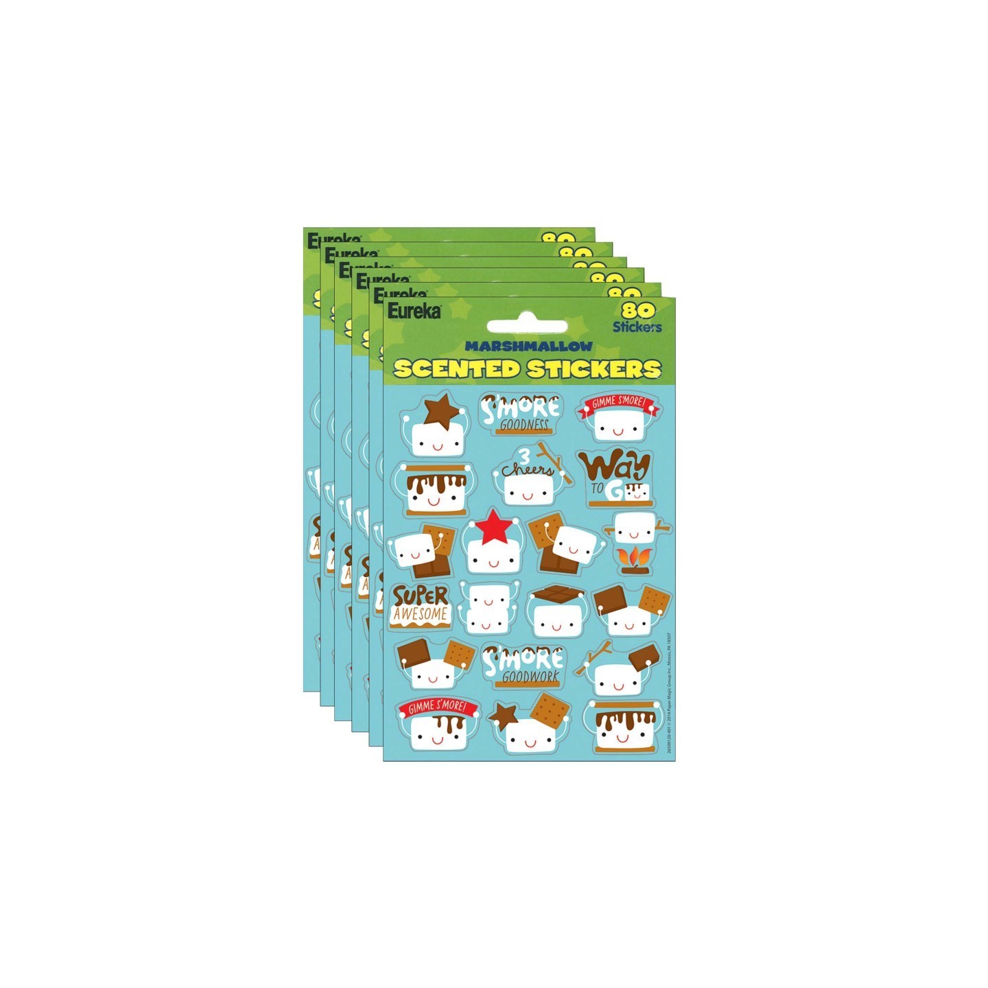 Eureka® Marshmallow Scented Stickers, 80 Per Pack, 6 Packs