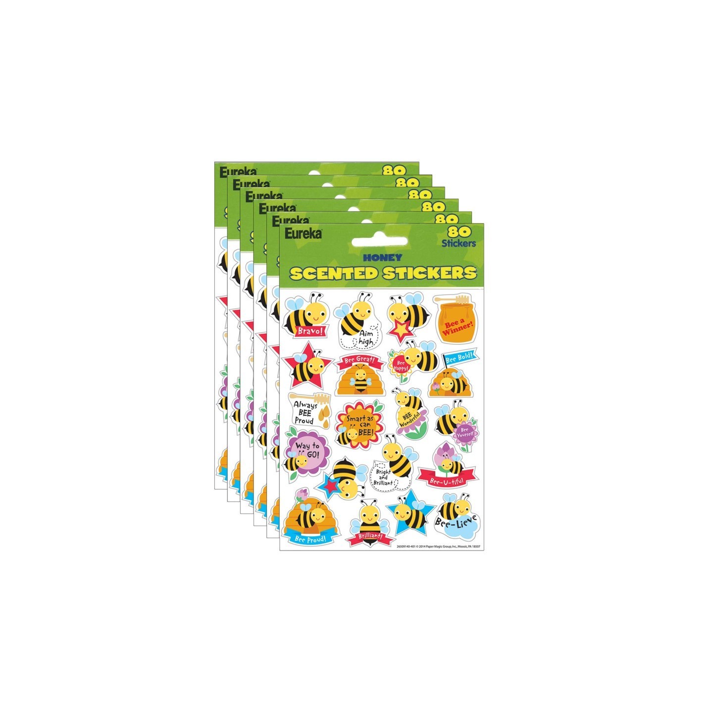 Eureka® Honey Scented Stickers, 80 Per Pack, 6 Packs