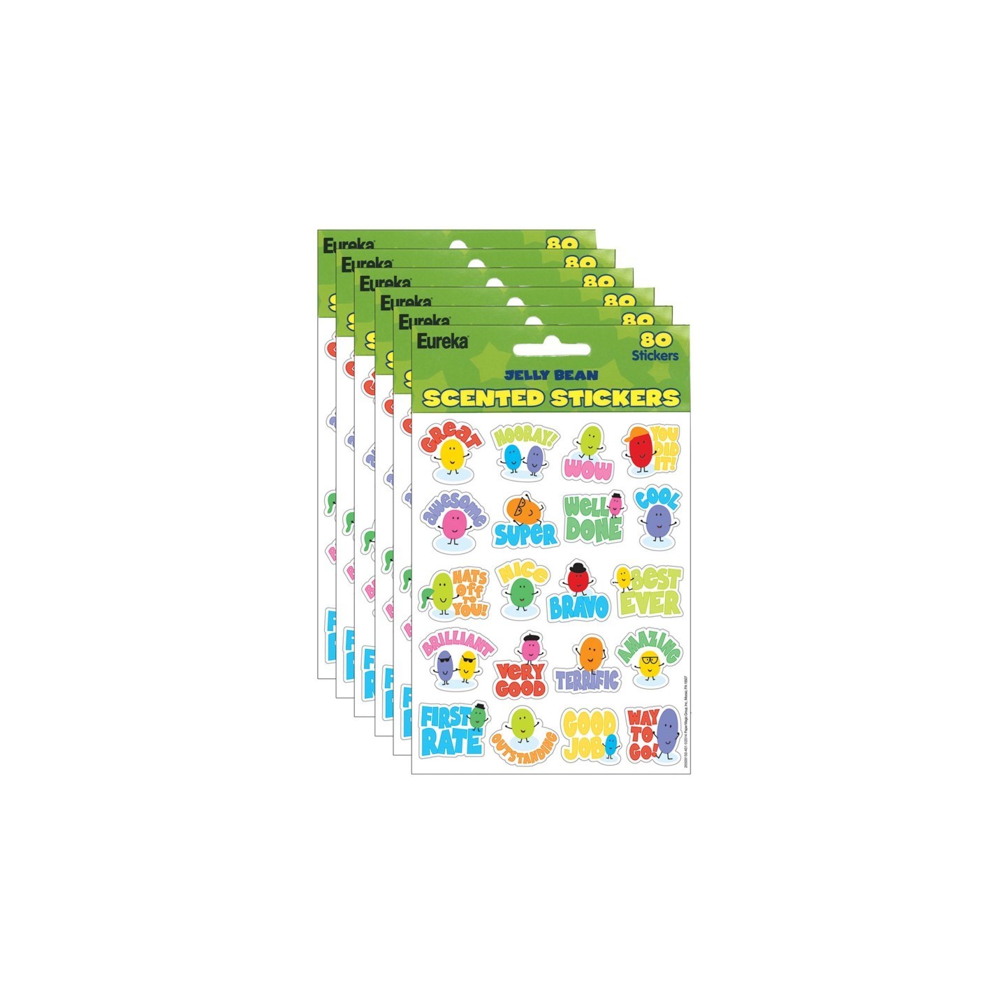 Eureka® Jelly Beans Scented Stickers, 80 Per Pack, 6 Packs
