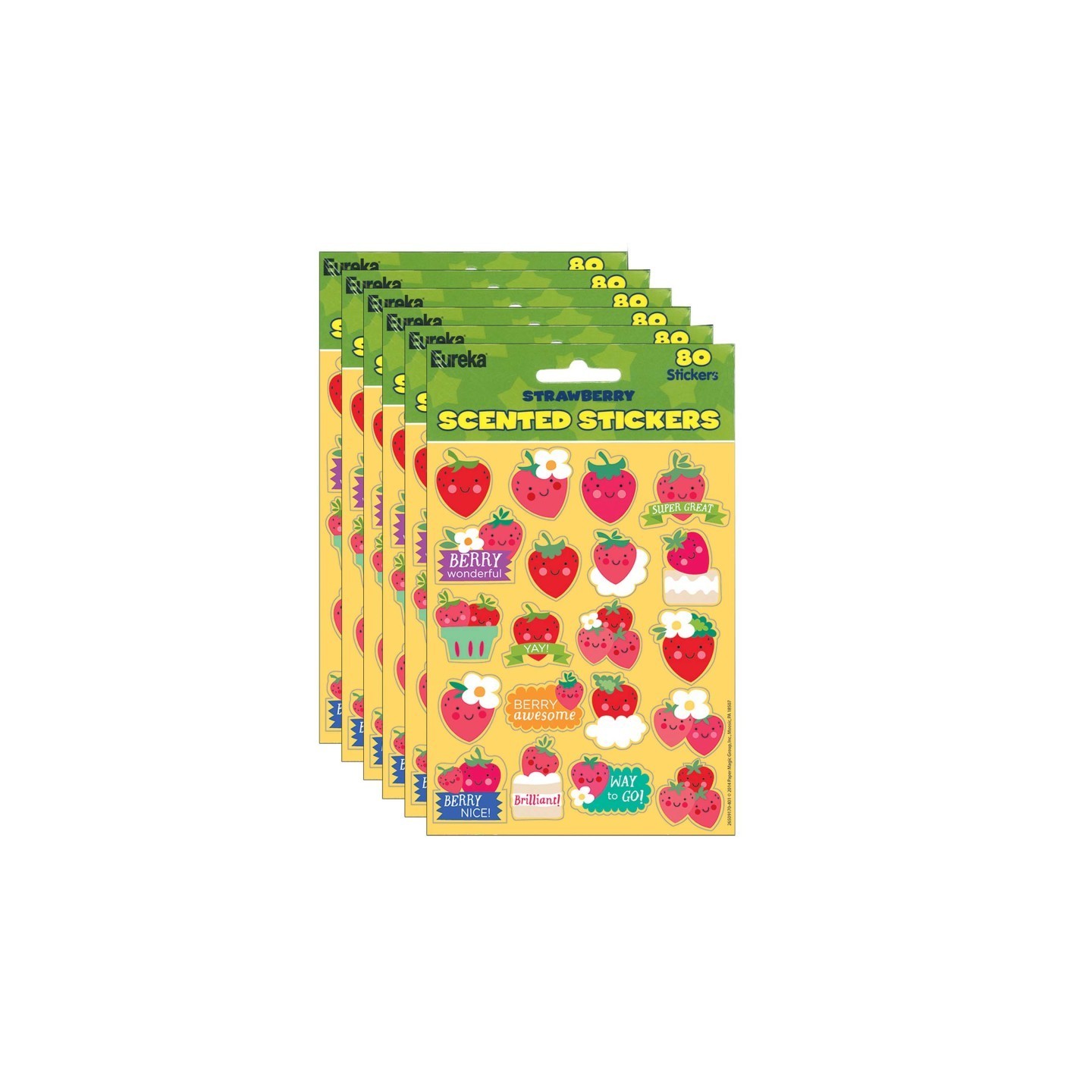 Eureka® Strawberry Scented Stickers, 80 Per Pack, 6 Packs