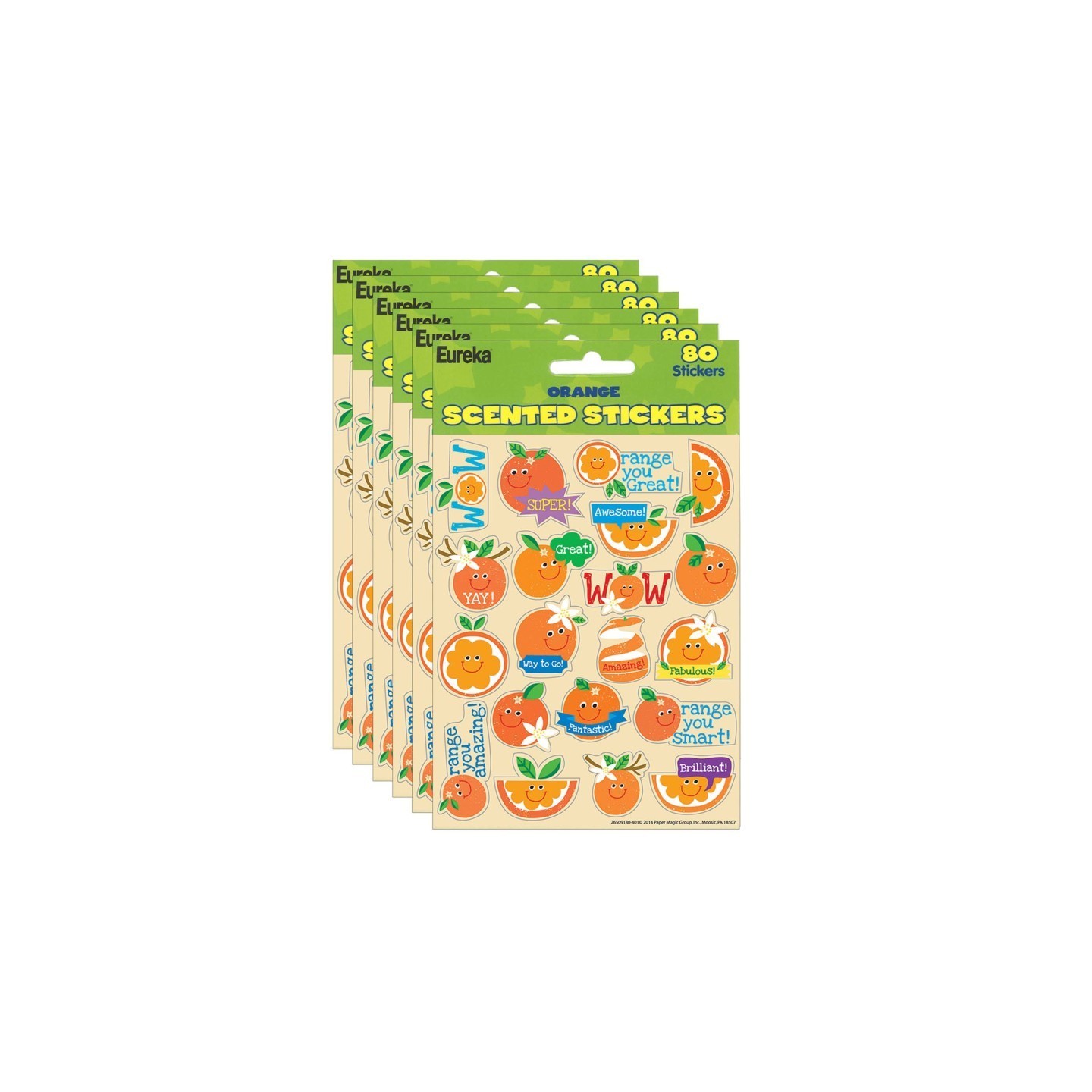 Eureka® Orange Scented Stickers, 80 Per Pack, 6 Packs