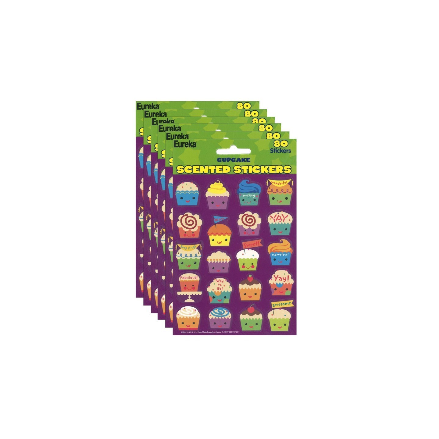 Eureka® Cupcake Scented Stickers, 80 Per Pack, 6 Packs