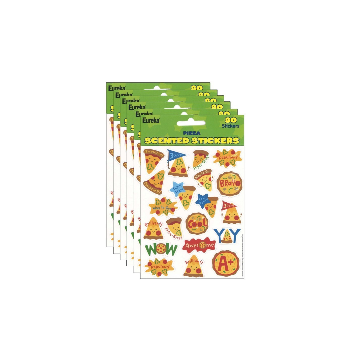 Eureka® Pizza Scented Stickers, 80 Per Pack, 6 Packs