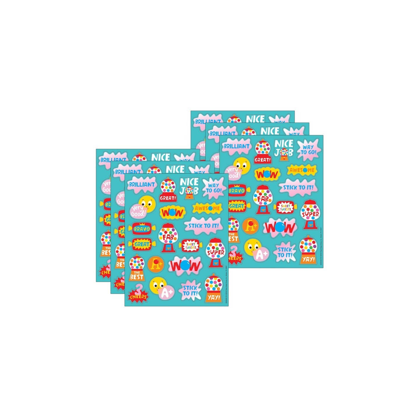 Eureka® Bubblegum Scented Stickers, 80 Per Pack, 6 Packs