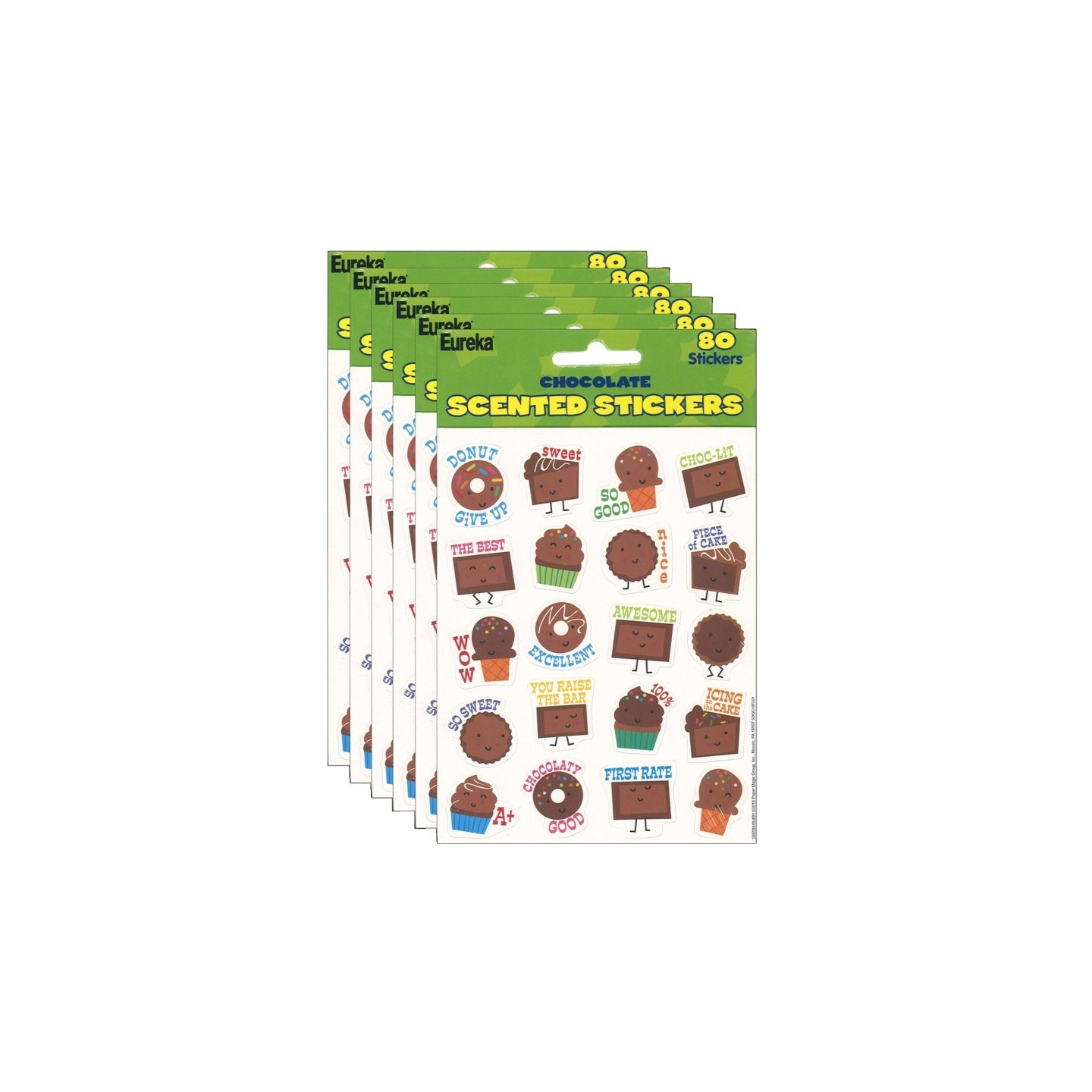 Eureka® Chocolate Scented Stickers, 80 Per Pack, 6 Packs