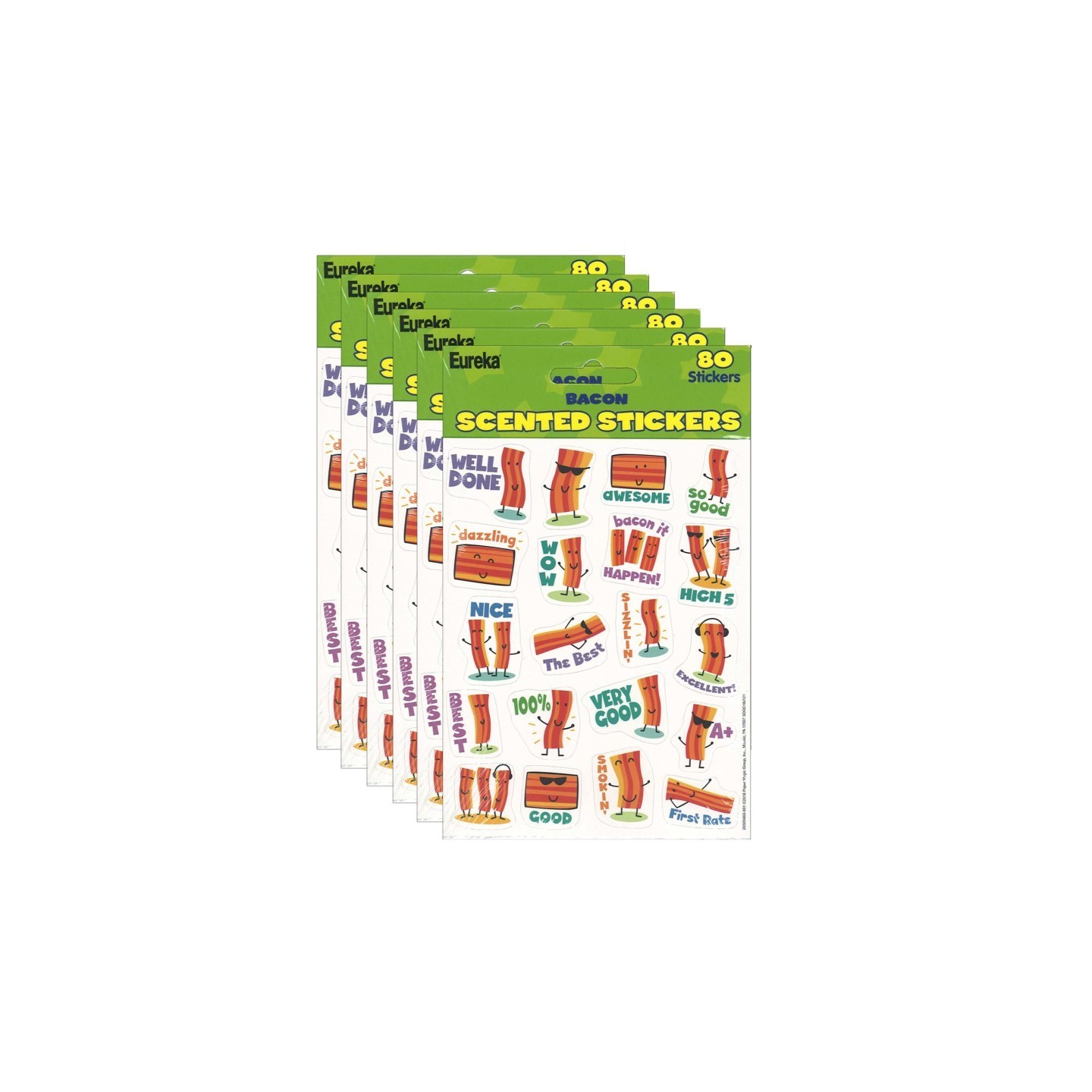 Eureka® Bacon Scented Stickers, 80 Per Pack, 6 Packs