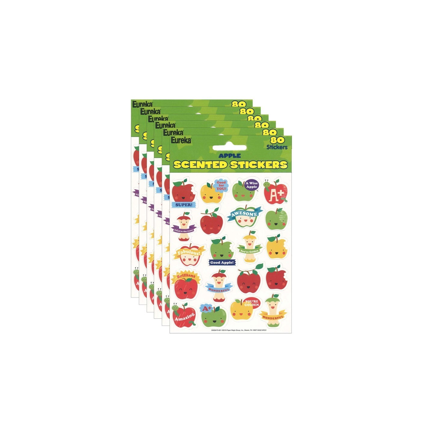 Eureka® Apple Scented Stickers, 80 Per Pack, 6 Packs