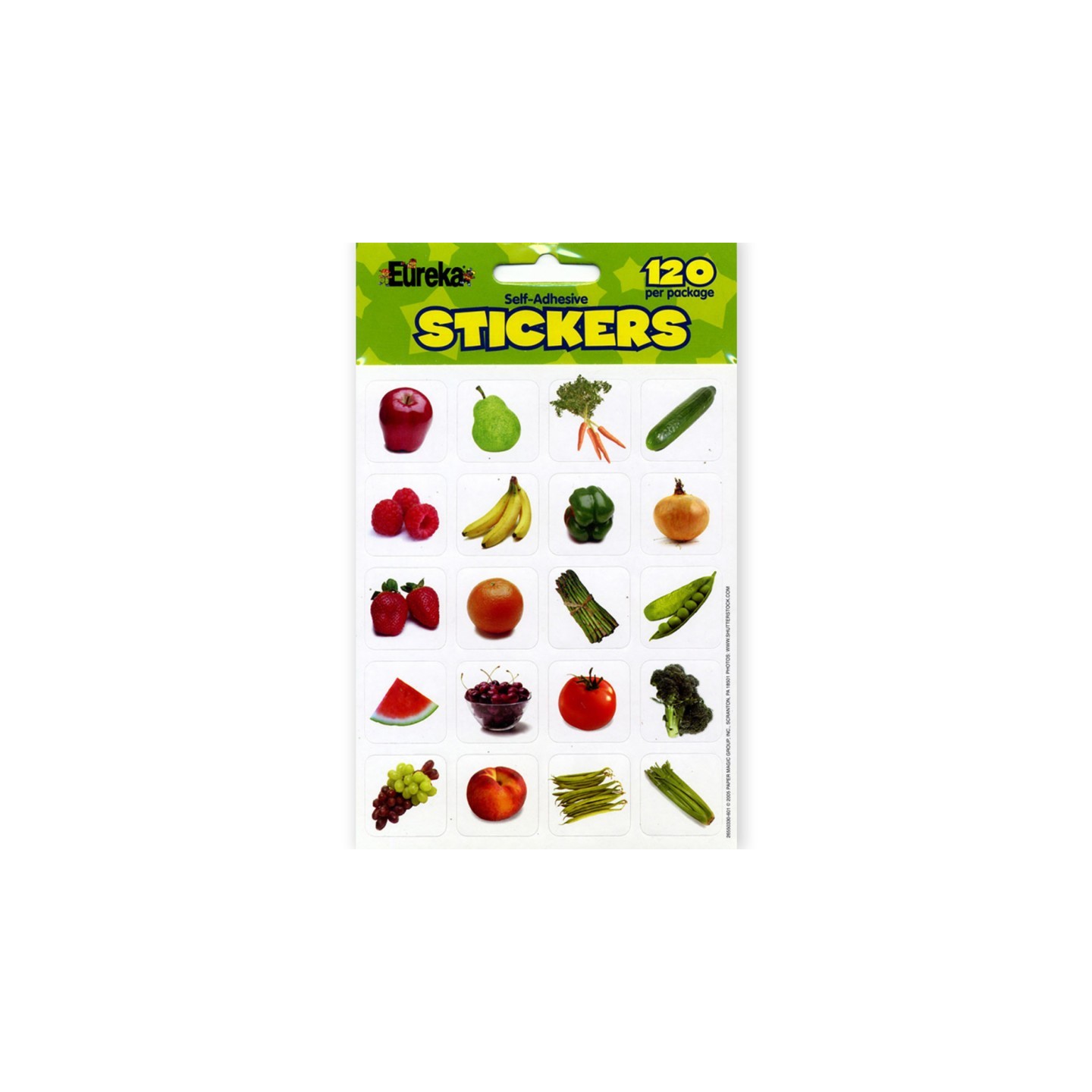 Eureka® Fruits & Vegetables Theme Stickers, Pack of 120