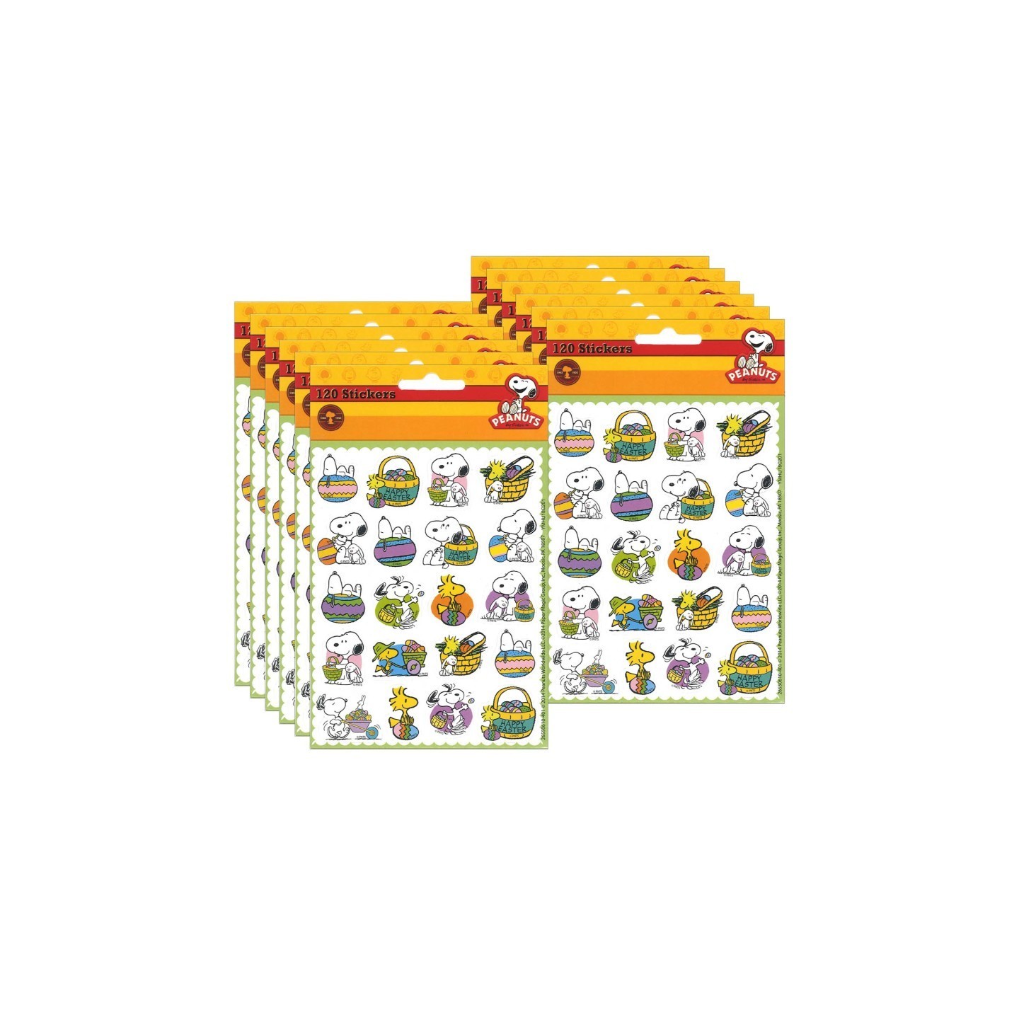 Eureka® Peanuts® Easter Theme Stickers, 120 Per Pack, 12 Packs