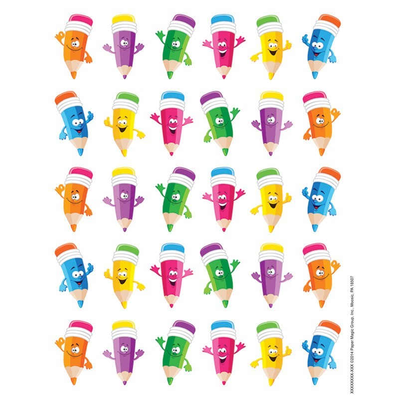 Eureka® Pencil Smiley Faces Theme Stickers, Pack of 120