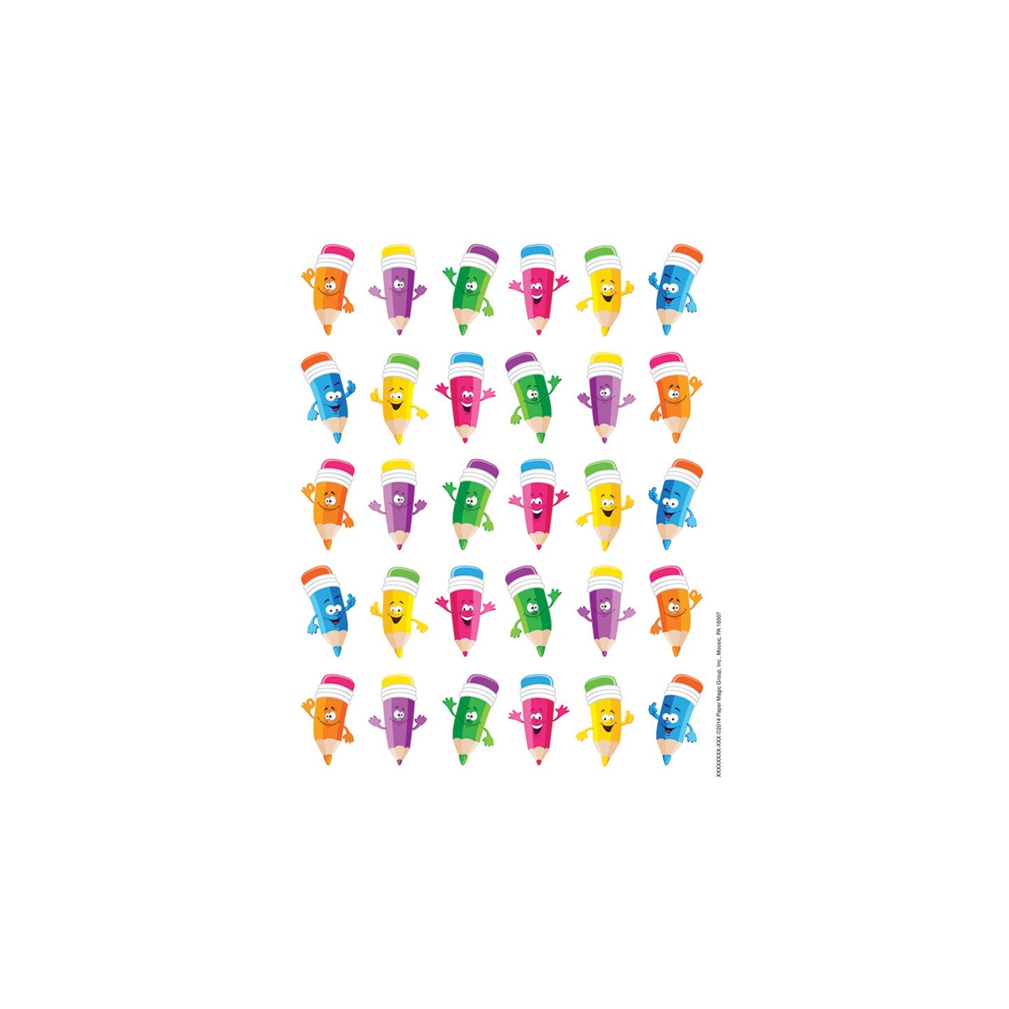 Eureka® Pencil Smiley Faces Theme Stickers, Pack of 120