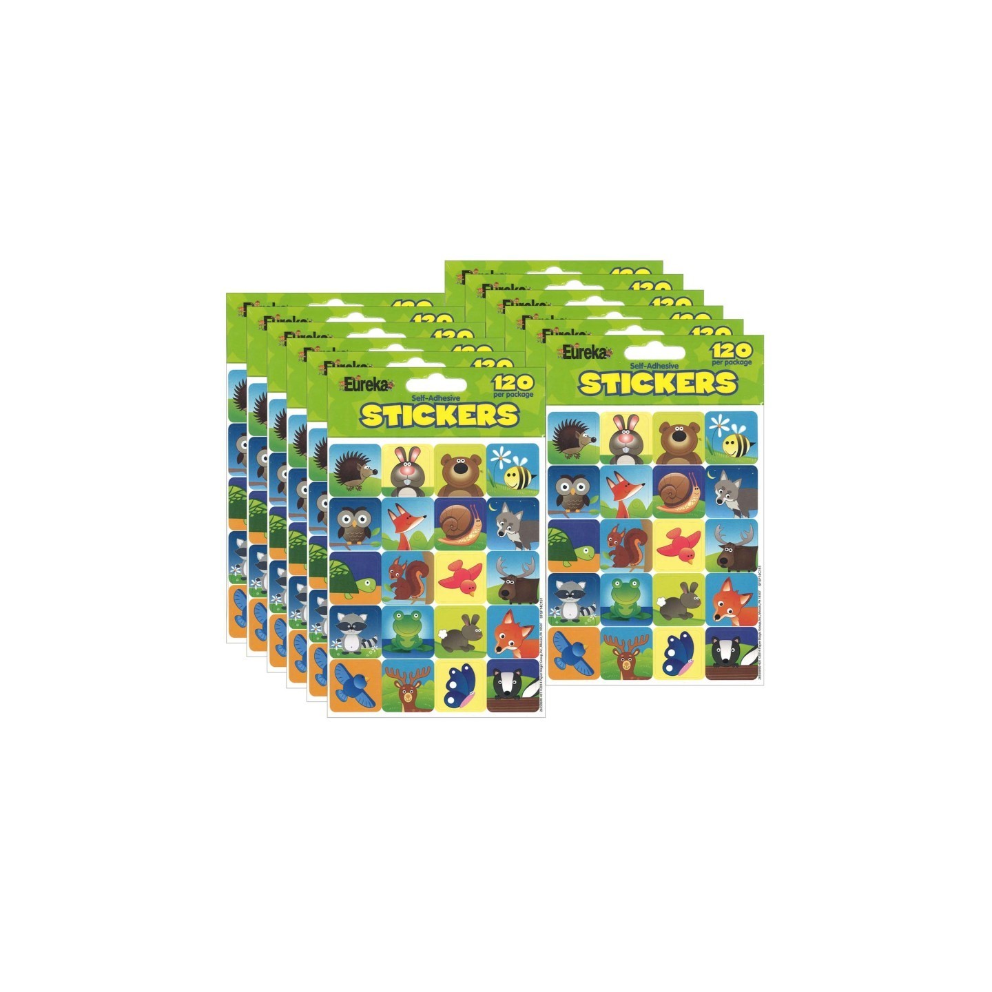 Eureka® Woodland Creatures Theme Stickers, 120 Per Pack, 12 Packs
