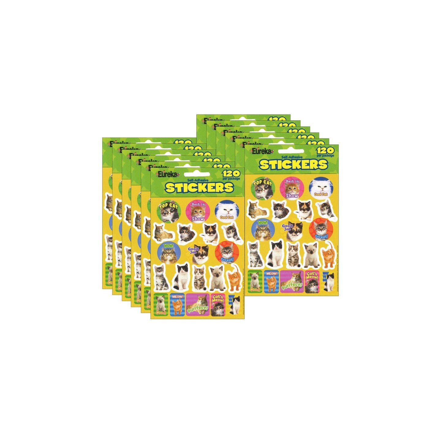 Eureka® Motivational Cats, 120 Per Pack, 12 Packs