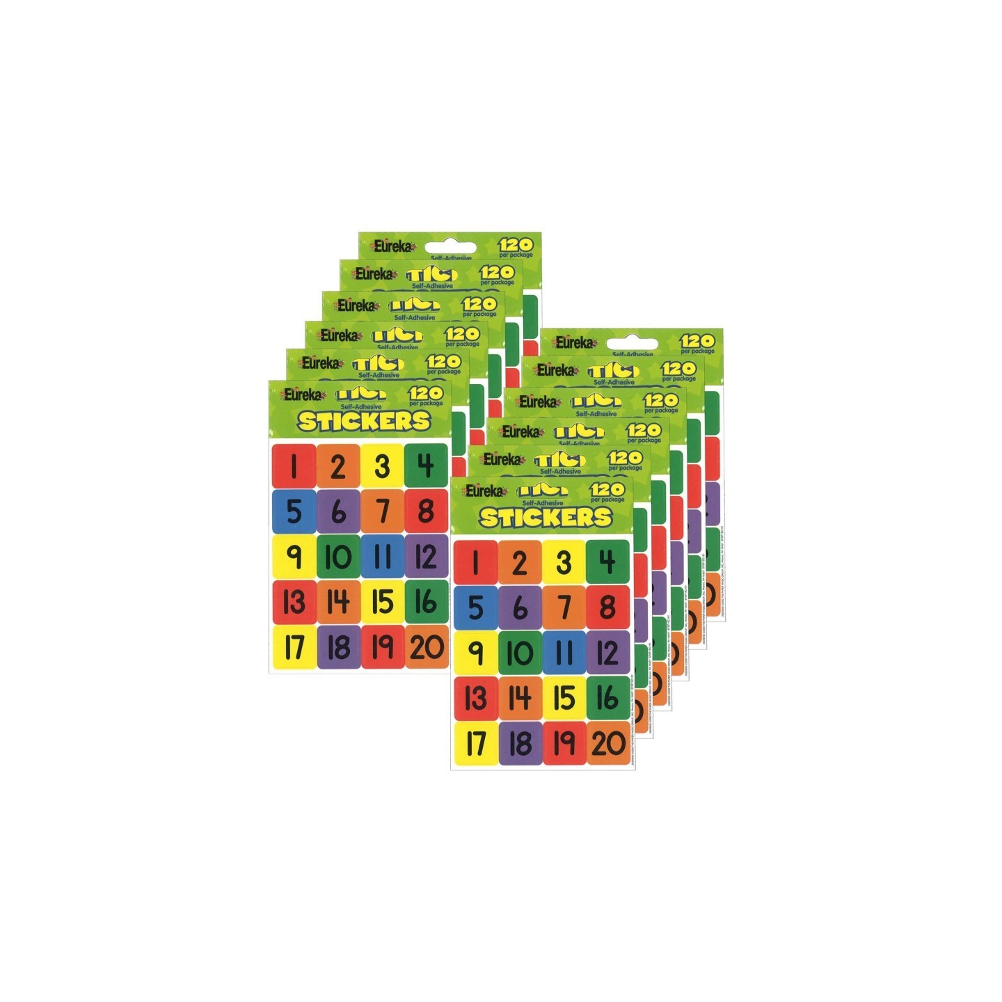 Eureka® Numbers (1-20) Theme Stickers, 120 Per Pack, 12 Packs