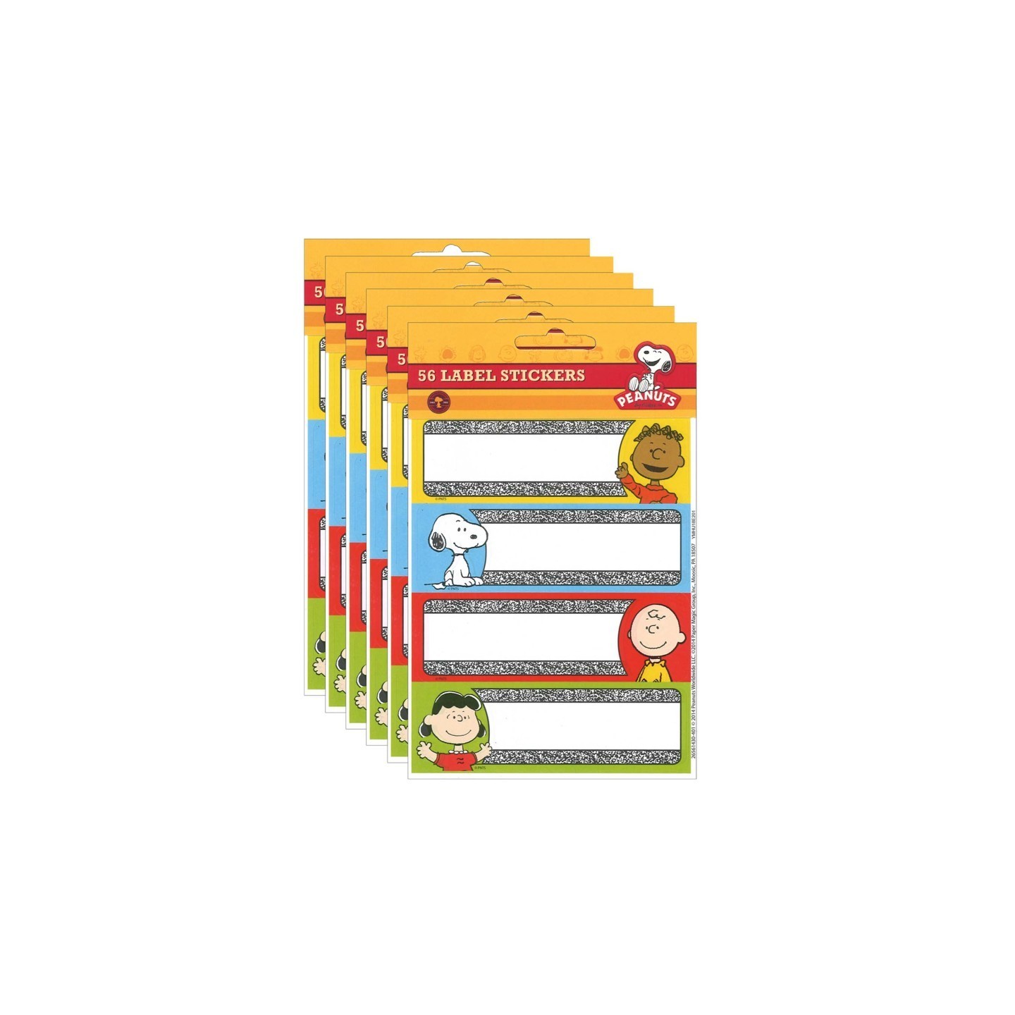 Eureka® Peanuts® Composition Label Stickers, 56 Per Pack, 6 Packs