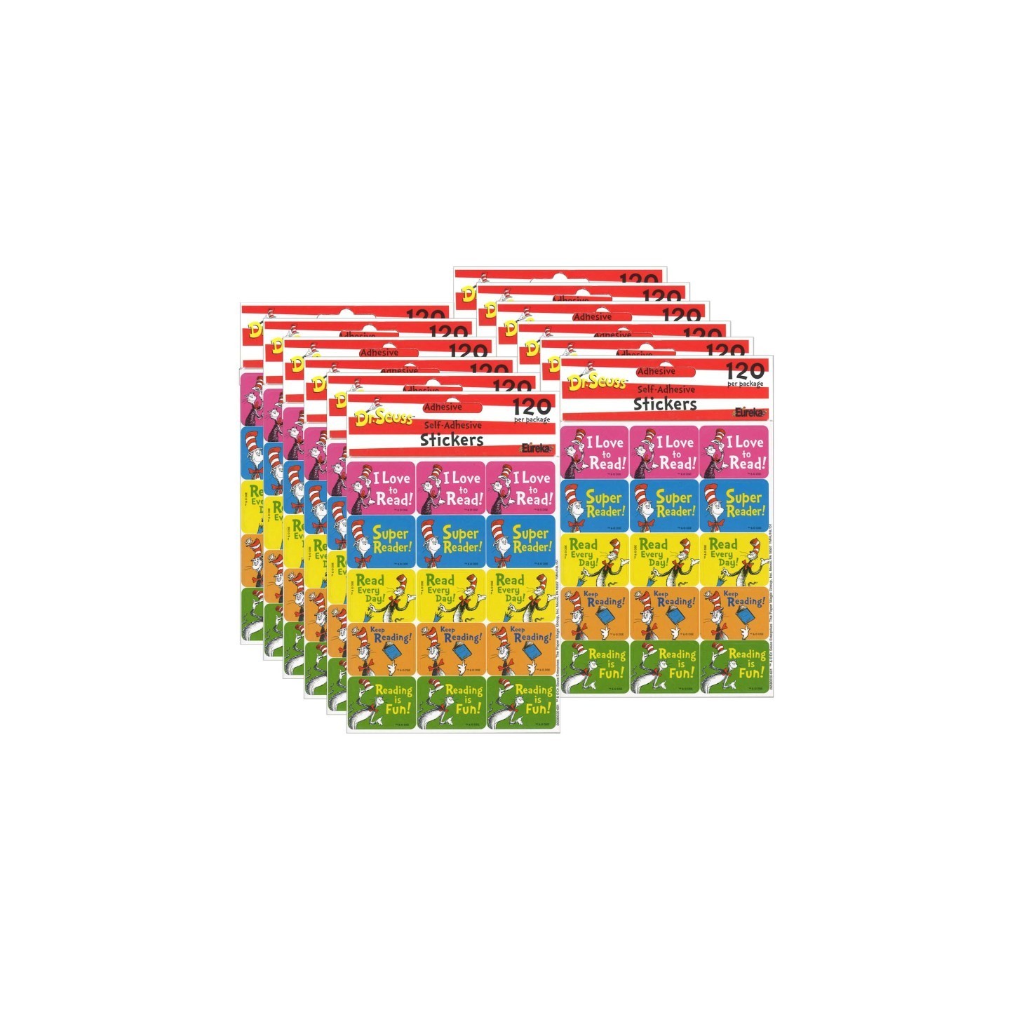 Eureka® Cat in the Hat™ Reading Success Stickers, 120 Per Pack, 12 Packs