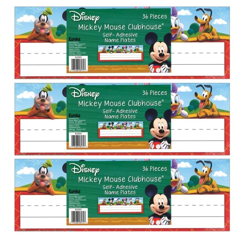 Eureka® Mickey Mouse Clubhouse® Self-Adhesive Name Plates, 36 Per Pack, 3 Packs