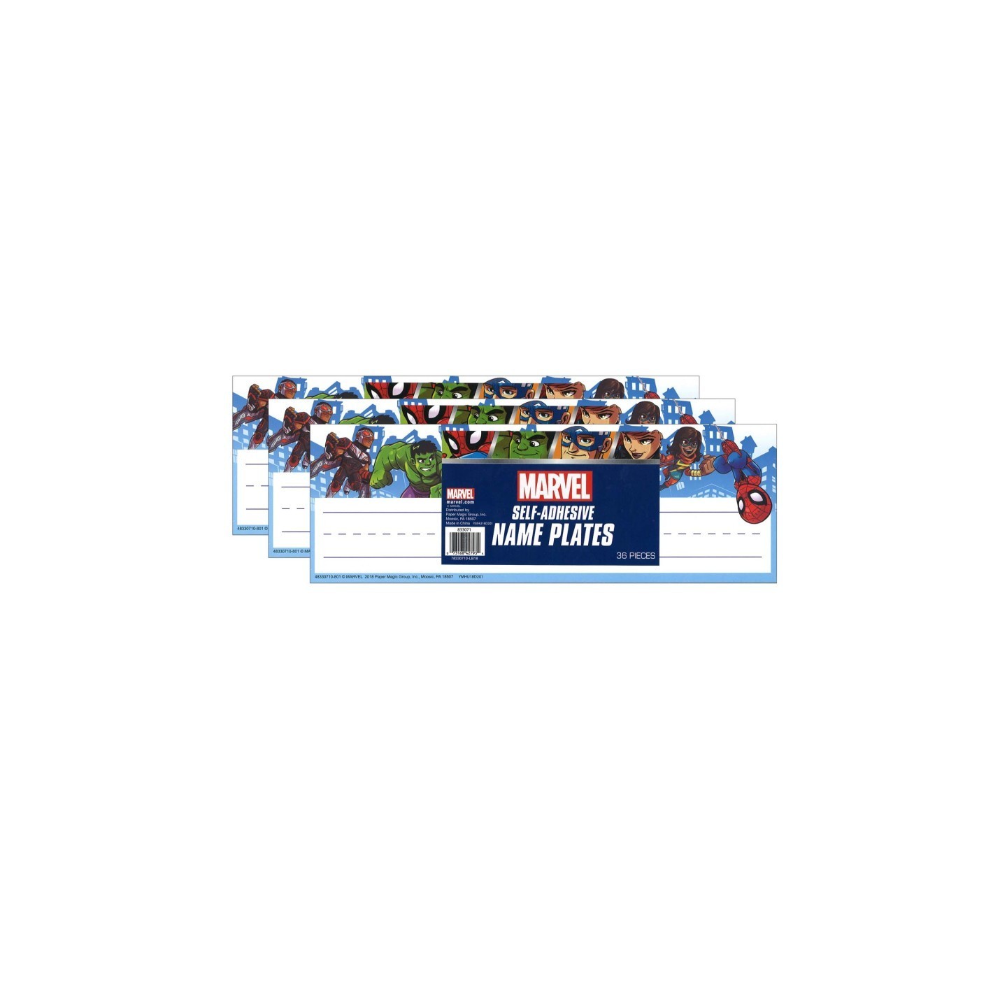 Eureka® Marvel™ Super Hero Self-Adhesive Name Plates, 36 Per Pack, 3 Packs