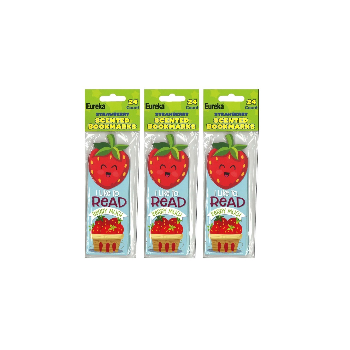 Eureka® Strawberry Scented Bookmarks, 24 Per Pack, 3 Packs