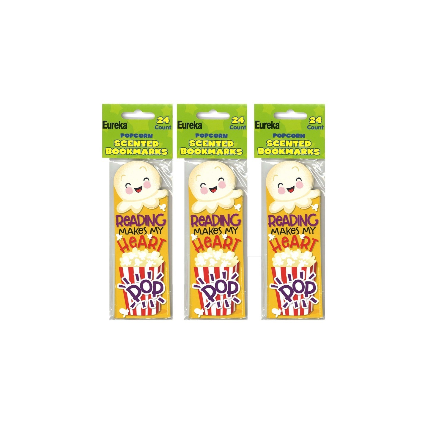 Eureka® Popcorn Scented Bookmarks, 24 Per Pack, 3 Packs