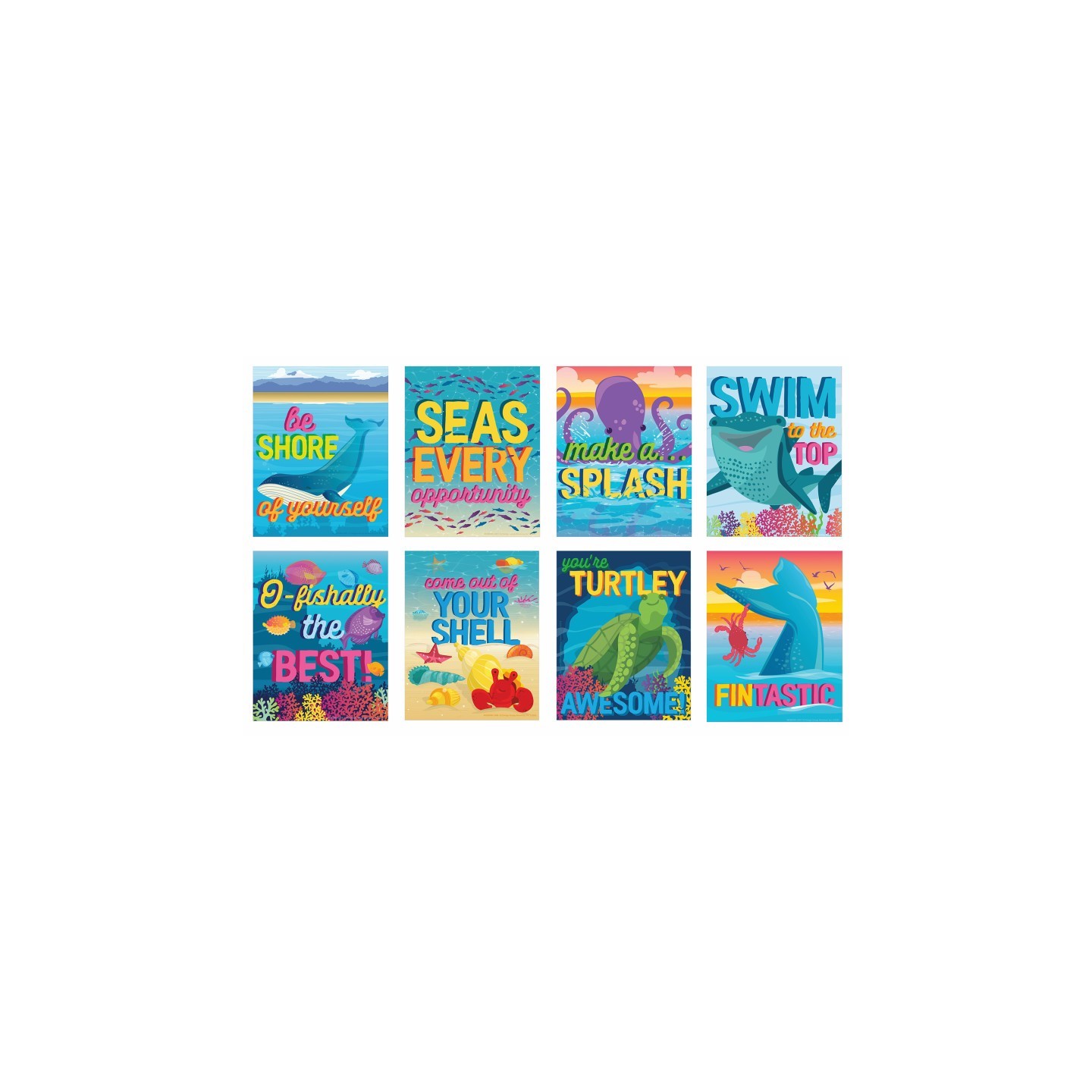 Eureka® Seas the Day Motivational Mini Poster Set, 8 Posters