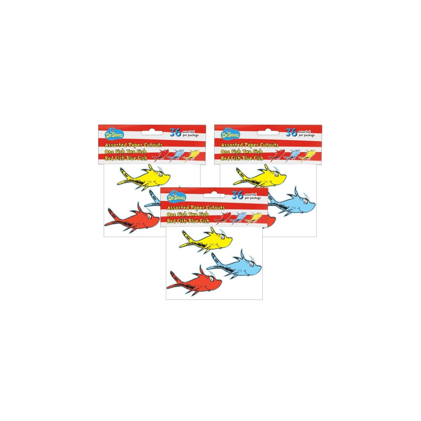 Eureka® Dr. Seuss™ One Fish, Two Fish Assorted Paper Cut Outs, 36 Per Pack, 3 Packs