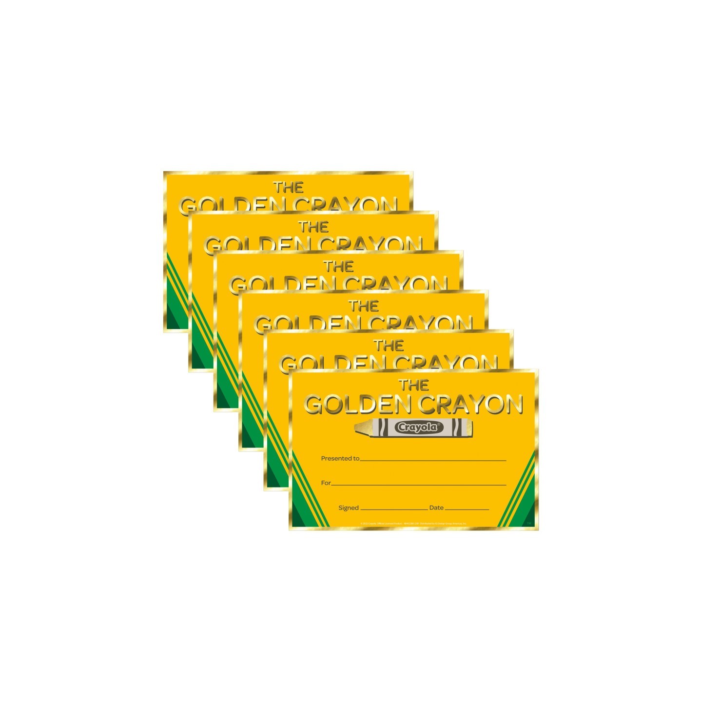 Eureka® Crayola® Gold Crayon Recognition Award, 36 Per Pack, 6 Packs