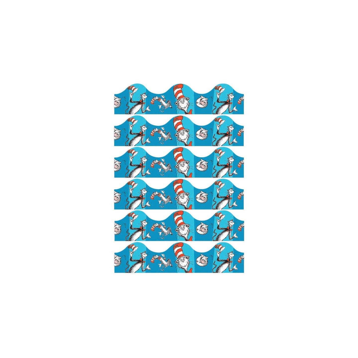 Eureka® Cat in the Hat™ Blue Deco Trim®, 37 Feet Per Pack, 6 Packs