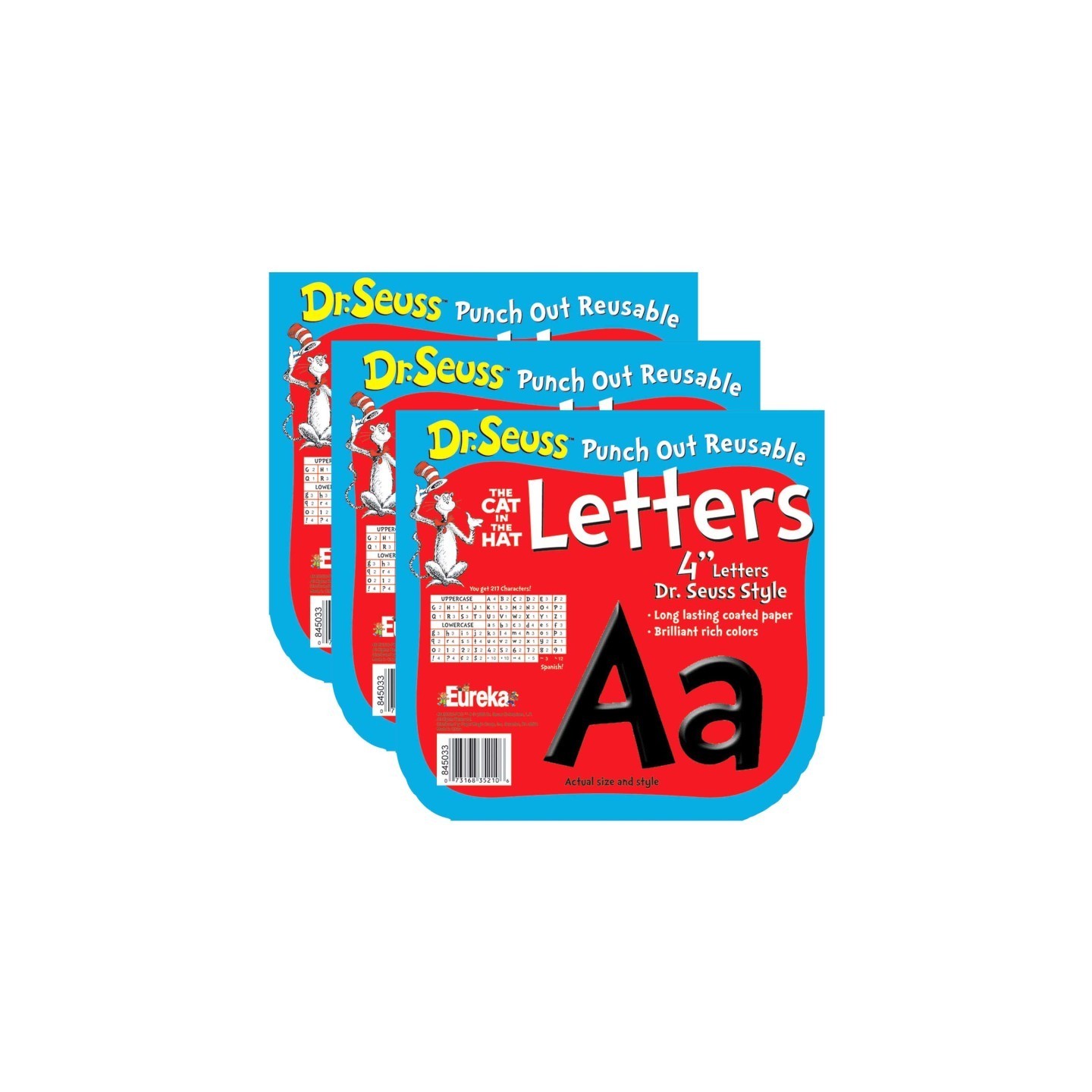 Eureka® Dr. Seuss™ Black Deco 4" Letters, 217 Per Pack, 3 Packs