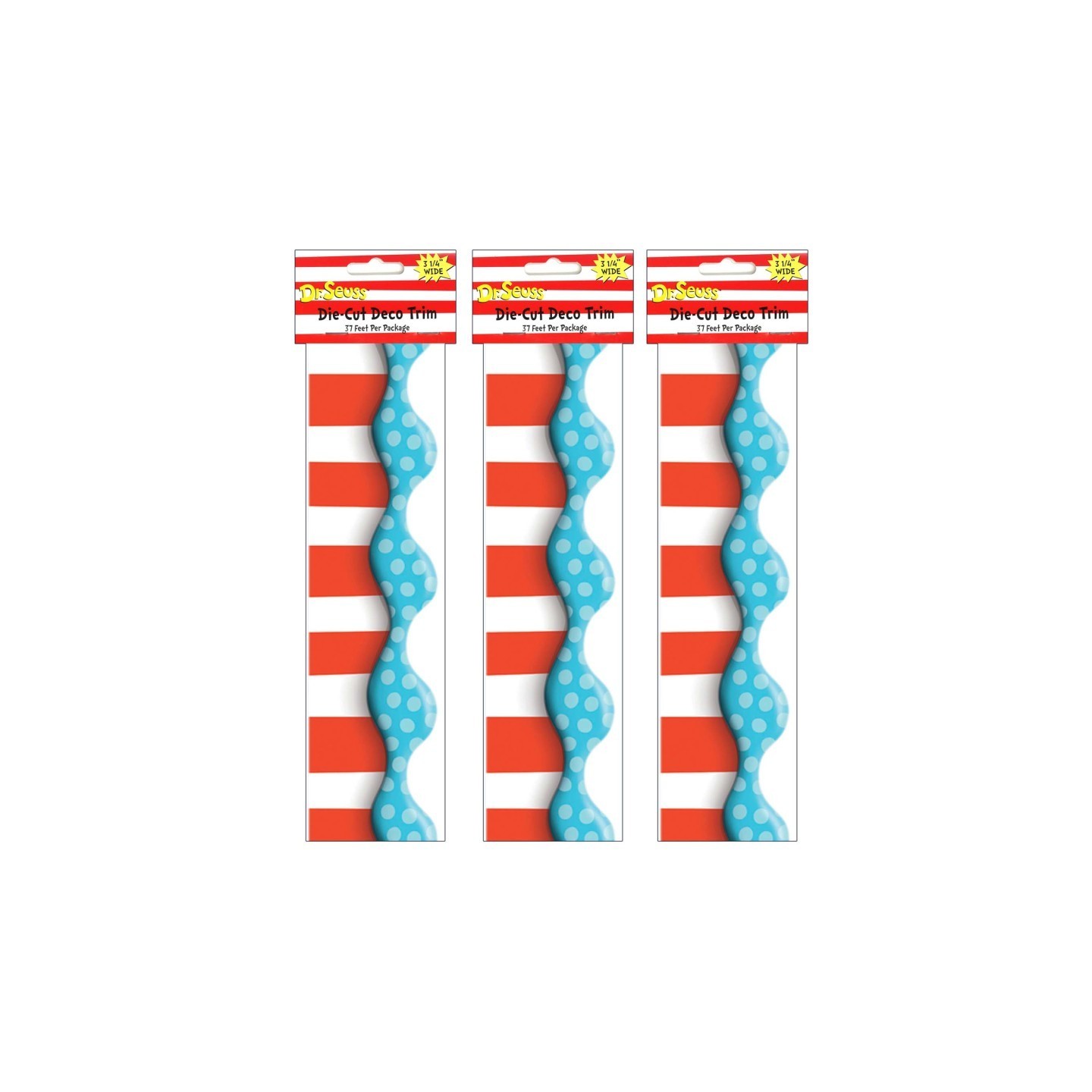 Eureka® Dr. Seuss™ Dimensional Look Extra Wide Die Cut Deco Trim®, 37 Feet Per Pack, 3 Packs