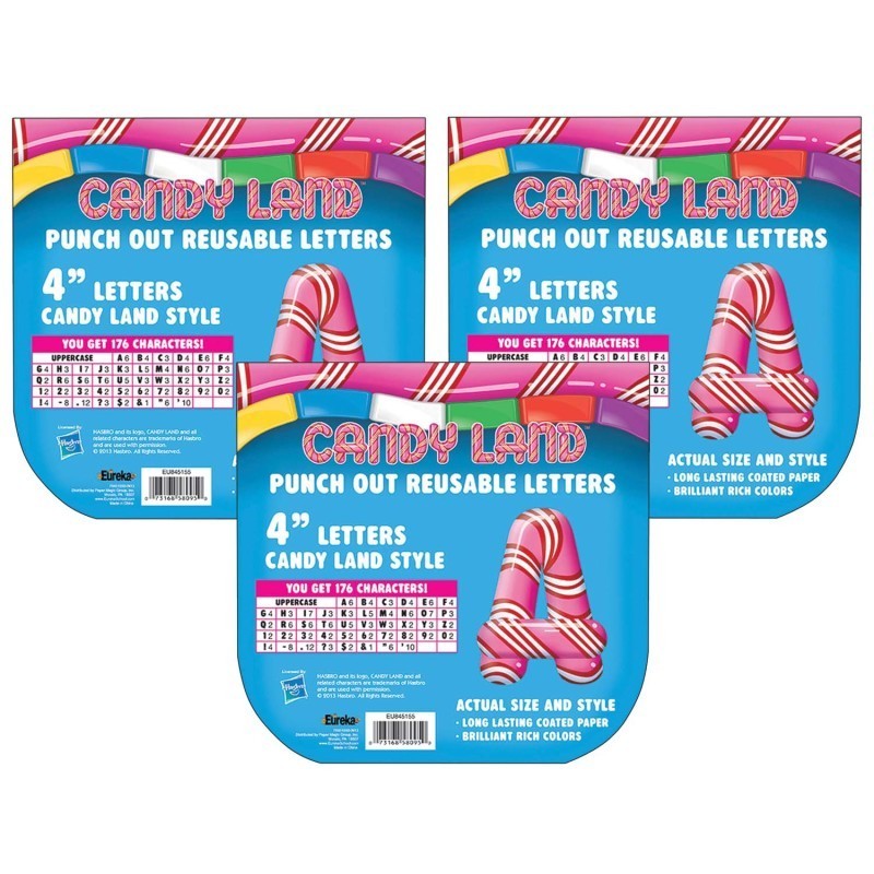 Eureka® Candy Land™ Peppermint Stripe Deco 4" Letters, 176 Per Pack, 3 Packs
