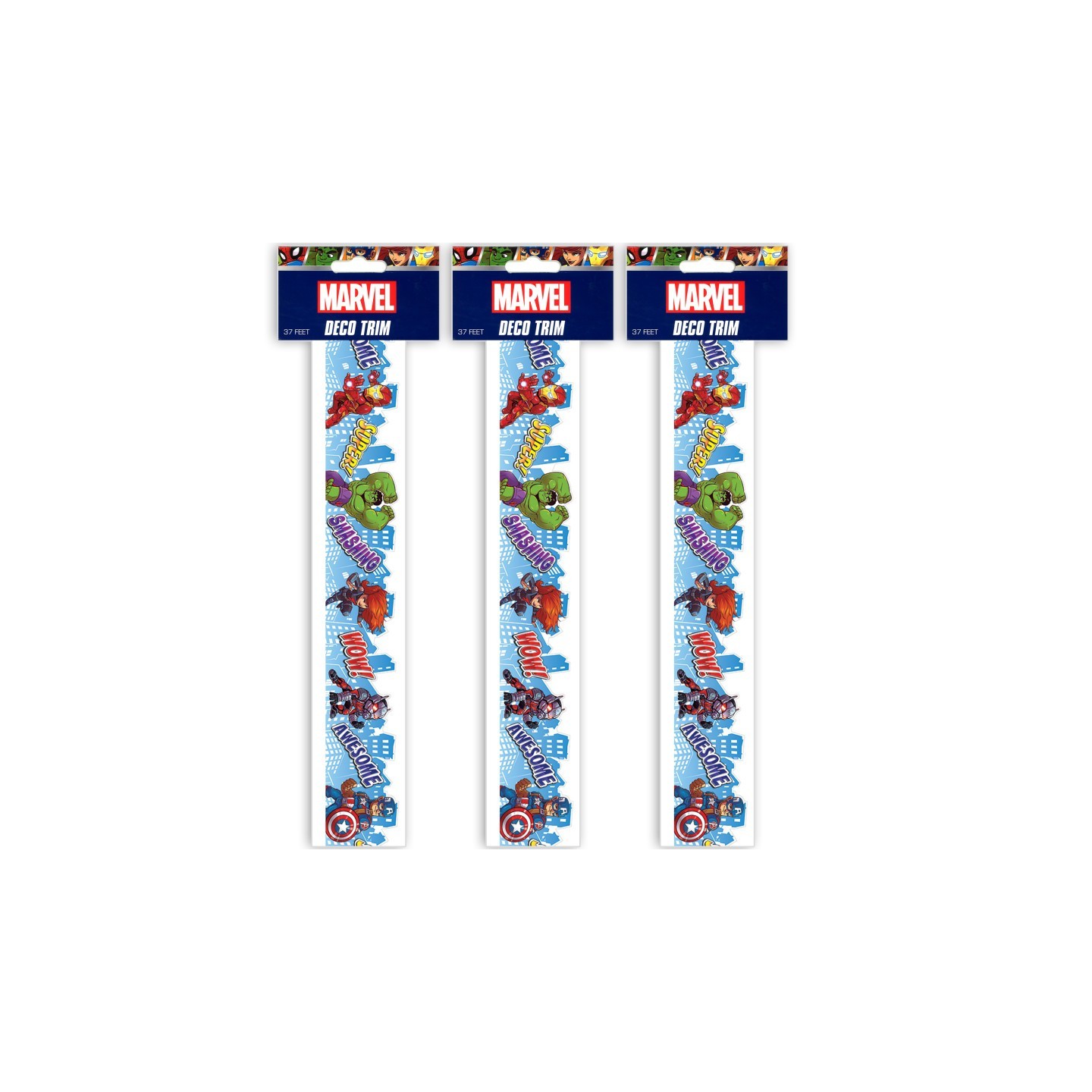 Eureka® Marvel™ Super Hero Adventure City Scape Deco Trim® Extra Wide Die Cut, 37 Feet Per Pack, 3 Packs