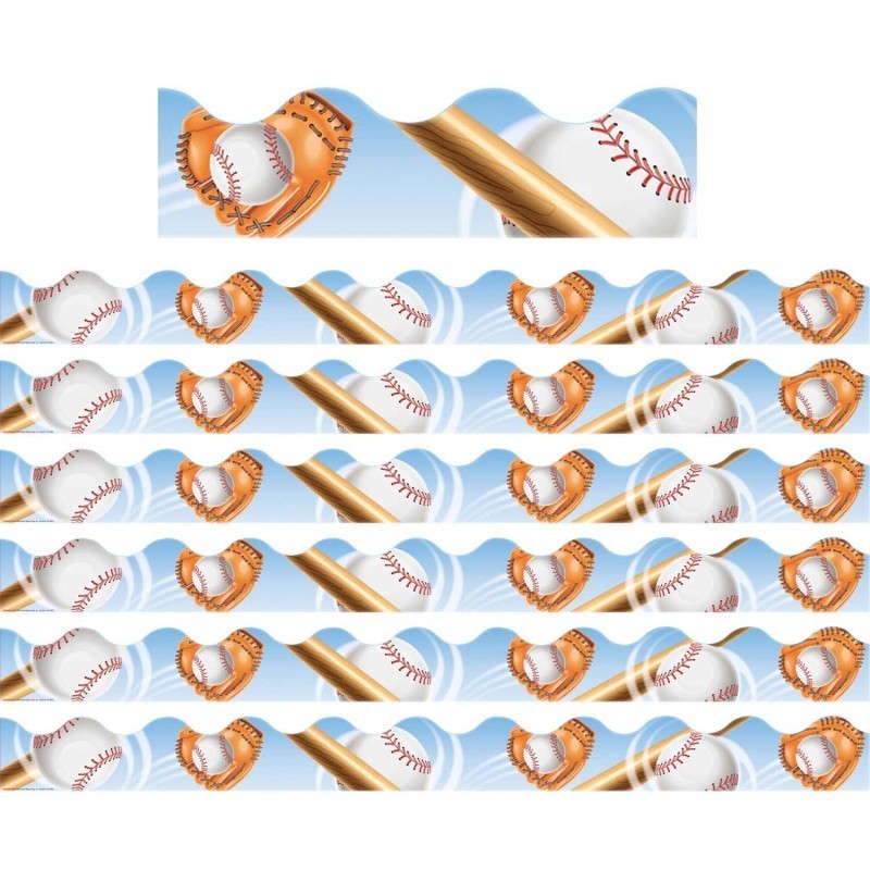 Eureka® Baseball Deco Trim®, 37 Feet Per Pack, 6 Packs