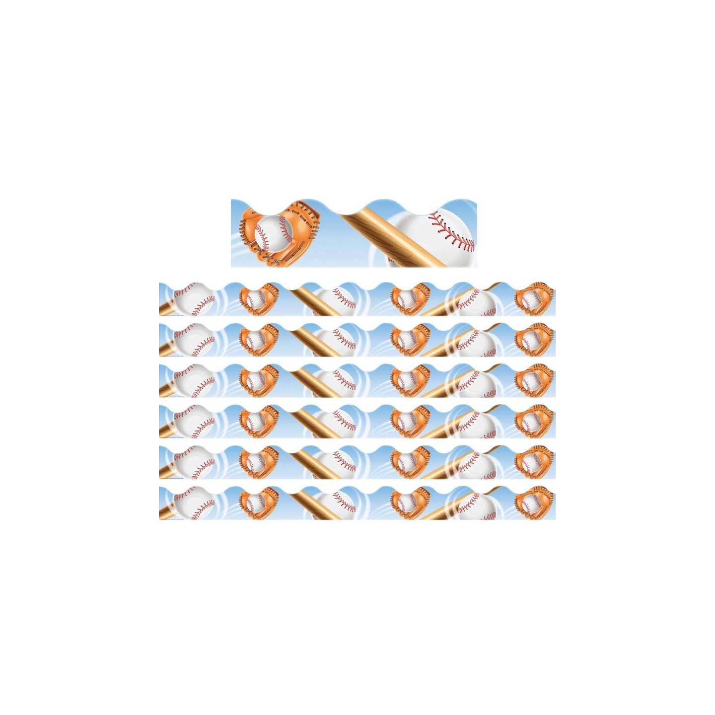 Eureka® Baseball Deco Trim®, 37 Feet Per Pack, 6 Packs