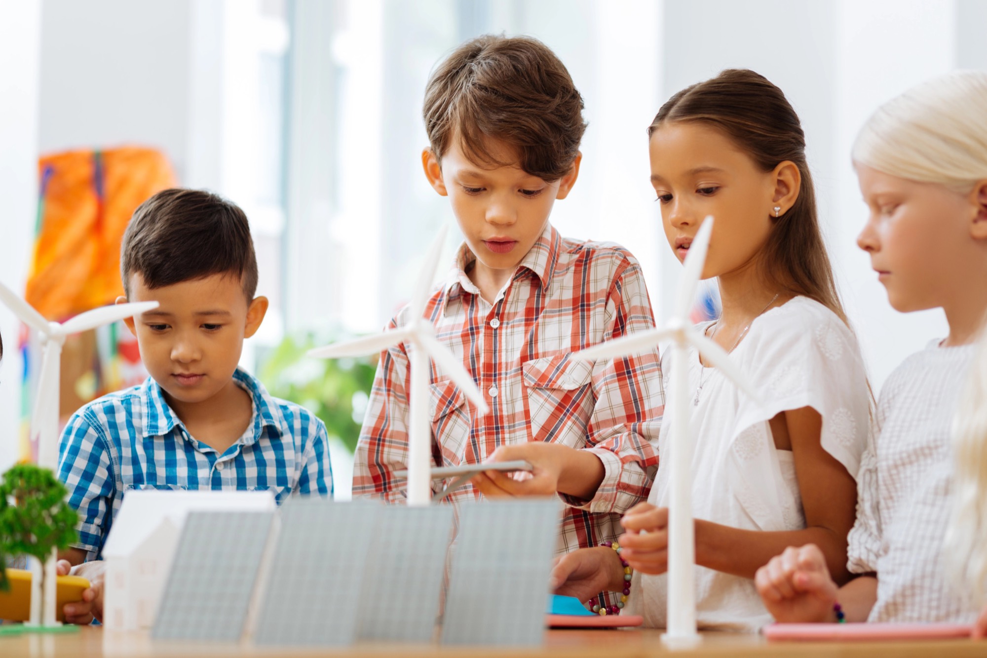 Students exploring STEM learning materials